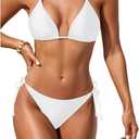 Two Piece Triangle Bikini Sets for Women String Bathing Suit Halter Top with Side Tie Bikini Bottom, Size M