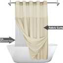 No Hook Slub Textured Shower Curtain with Snap-in PEVA Liner Set - 71" x 74"(72"), Hotel Style Beige Shower Curtain with See Through Top Window, Machine Washable & Water Repellent, Linen, 71x74