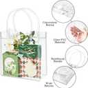 Ohuimrt 30 PCS Clear Plastic Gift Bags with Handles, 5.9 x 6.3 x 2.8 Inches Reusable Party Favor Bags with Ribbon Transparent Gift Wrap Bags Bulk for Weddings Birthdays