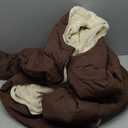 Women's Winter Coats Plus Size Reversible Fleece Jackets Hooded Lightweight Oversized Long Down Coat for Commute Travel (X-Large Plus, Brown)