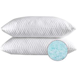 NTCOCO Shredded Memory Foam Bed Pillows for Sleeping King Size 2 Pack, with Washable Removable Hypoallergenic Sleep Pillow for Back and Side Sleeper (White)