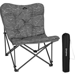 KingCamp Butterfly Chair Oversized XL Camping Chairs for Adults Padded Folding Comfy Camp Chairs 300lbs Heavy Duty with High Back for Bedroom Living Room Dorm Rooms Outdoor Patio Lawn (Deluxe Lava Gray)