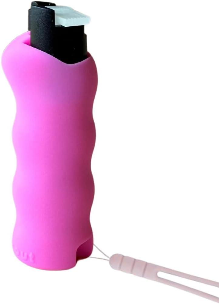 Knockout Pepper Spray - Wavy Silicone Case Design - Portable Pepper Spray w/Invisible UV Dye - Stylish & Functional - Glow in The Dark Top - Includes Matching Lanyard