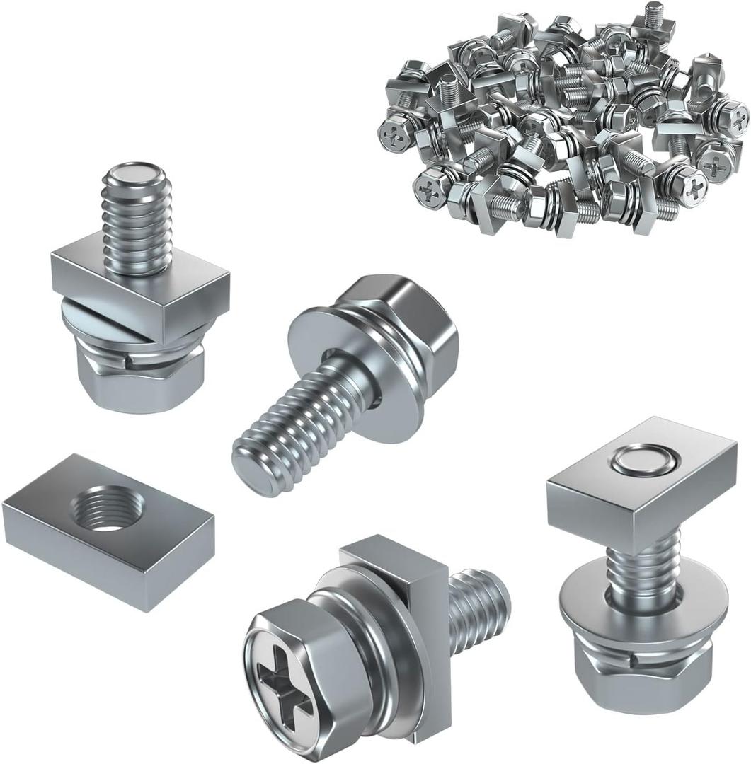 Motorcycle Battery Terminal Bolts and Nuts,12 Pack M6 x 12 mm Bolt Square Nut Kit, 304 Stainless Steel Screws and Nuts for ATV, UTV Bike Scooter (M6x12-12Pack)