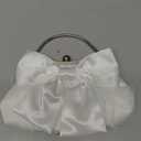 Bow Purse for Women, Bridal Clutch White Evening Bag, Ruched Purses Satin Silk Handbag with Chain Strap