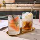 KMIGRUAN Hobnail Drinking Glasses with Straws 15oz Vintage Glassware Set of 6 Embossed Vintage Water Cups, Highball Glasses for Cocktail,Whiskey,Beer and Juic