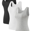 Air Curvey 3 Pack Tank Top for Women Basic Undershirt Tanks Sleeveless Casual Shirts Soft Seamless Layering Tops M