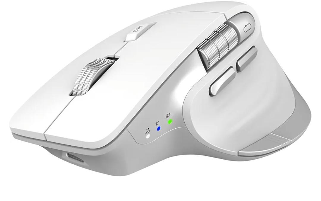 Wireless Bluetooth Mouse, Ergonomic Rechargeable Silent Mouse with Multi-Device, Adjustable DPI, Flying Scroll & Thumb Wheel, Bluetooth Mice for Laptop, Computer, Tablet, Smartphone (White)