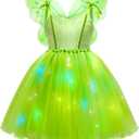 ToLaFio Light up Tinkerbell Costume for Girls Princess Costume for Little Girls Halloween Fancy Party Dress for Little Girls 0-1Y