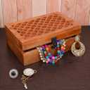 Samhita Mango Wood Decorative Wooden Box with Hinged Lid in Jali Carvings Used as Storage Box Christmas Gifts Items (9" x 6" x 3')