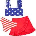 ALISISTER Girls Swimsuit 3 Piece Bathing Suits Summer Bikini Tankini Sets with Cover Up Skirt 6T