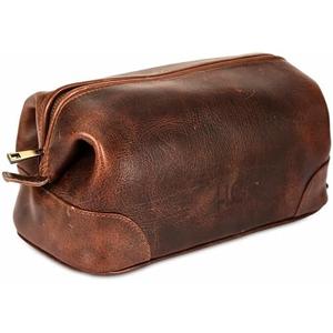 HLC Leather Toiletry Bag for Men - Best Gift for Men - Premium Genuine Leather Shaving Kit Organizer Travel Kit Pouch Bag for Men - Large Size - Rustic Brown
