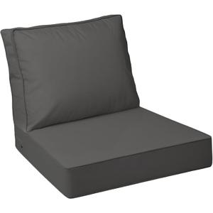 AAAAAcessories Outdoor Deep Seat Cushions with Double Welted Pillow, Waterproof, Fade-Resistant Patio Furniture Replacement Cushions, 24" x 24" x 5" + 24" x 19", Dark Gray