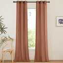 NICETOWN Caramel Linen Curtains for Kitchen, Thick Flax Small Window Treatments Semi Sheer Privacy Assured with Light Through for Cafe/Bathroom, W34 x L96, 2 Panels