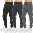PURE CHAMP Mens Sweatpants 3 Pack Fleece Active Athletic Workout Jogger Sweatpants for Men with Zipper Pocket Size M