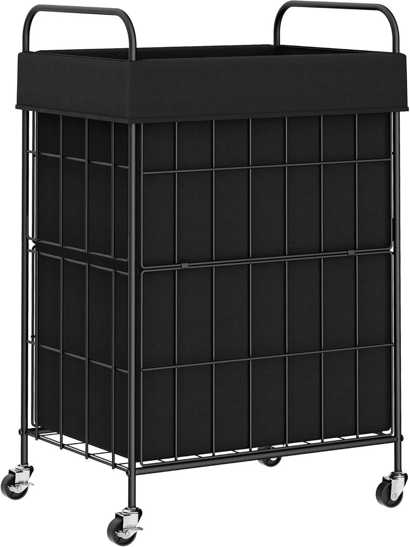 Laundry Hamper with Wheels, 90L Laundry Basket with Handle, Laundry Sorter with Removable Liner Bag, 90L-1 Section