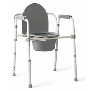 Medline Dark Gray 3-in-1 Folding Commode with Standard Seat, Microban Treated - Portable, Adjustable, Durable - Ideal for Medical Patients