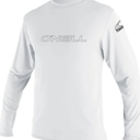 O'Neill Men’s Basic Skins Long Sleeve Sun Shirt, UPF 50+ Sun and Rash Protection for Surfing and All Outdoor Activities, White, Large
