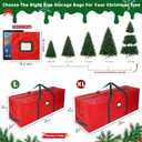Large Christmas Tree Storage Bags Heavy Duty Tree Bags Holiday Storage Bags Protects From Moisture Or Dust,Alternative To Xmas Tree Storage Box (Red, 7.5 Ft)