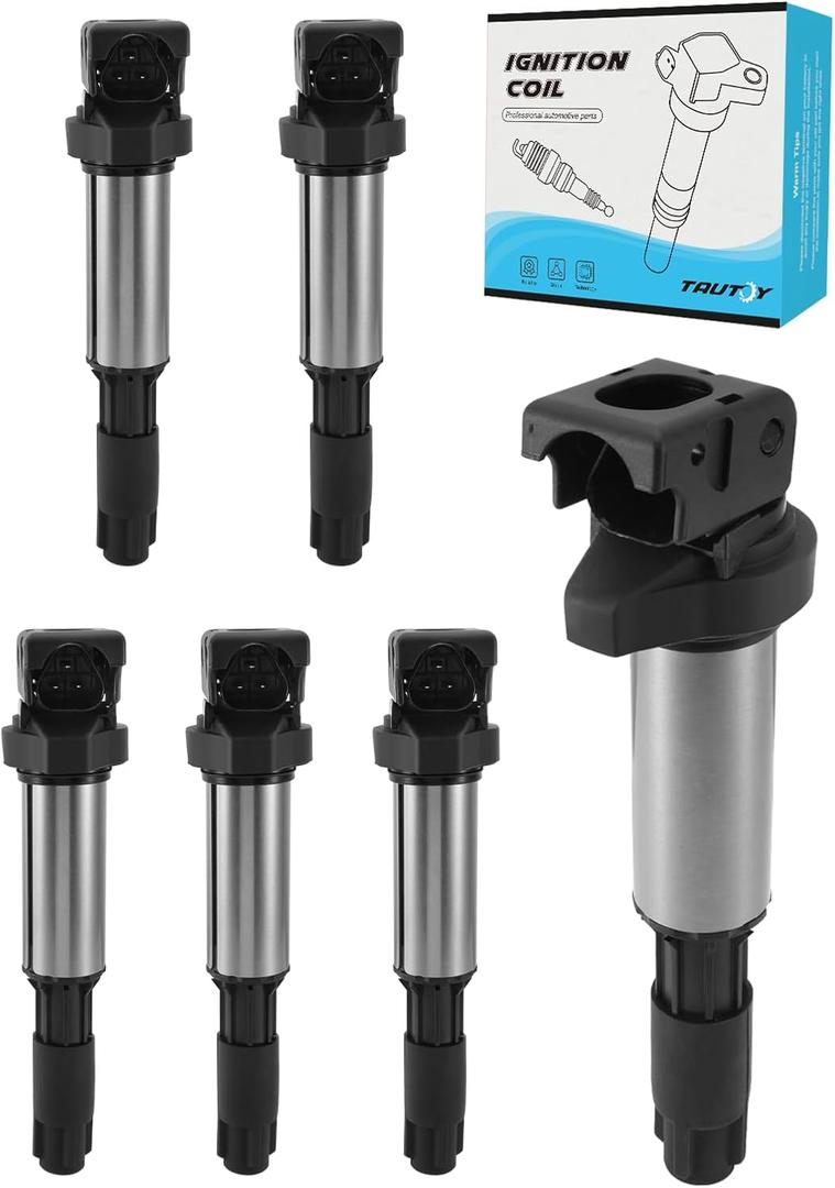 TAUTOY Set of 6 UF522 Ignition Coil Pack (2.5 3.0L) 2001-2008 For BMW 320i 325Ci 325i 325xi 330Ci 330i 330xi 525i 530i 760i 760Li M3 X3 Z3 Z4,Replace # UF515 UF44 12137551260
