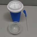 Slushie Cup, DIY Magic Slushy Maker Cups, Portable Slushy Cup for Juices, Milk and Ice Cream Make, Double Layers Silica with Lid & Straw for Kids, Friends, Family (Blue)