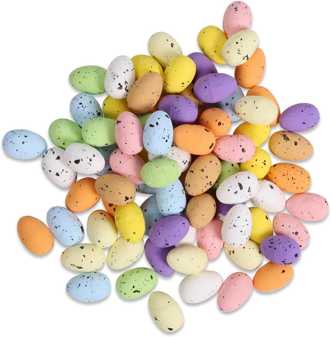 200 Pcs Foam Easter Egg Decoration DIY Fake Eggs 1.8 X 1.5cm Artificial Foam Bird Eggs Garden Bird Nest Decor Easter Party Decorations Home Decor