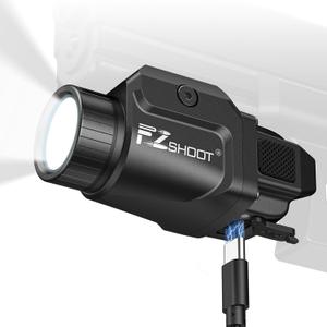 EZshoot 500 Lumens Pistol Light, Rechargeable Light with Strobe Mode, Lightweight Handgun Lights Compatible with GL and Picatinny Rail, Picatinny Flashlight for Home Defense and Hunting