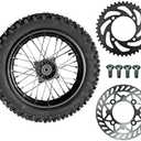 12" Rear Rim Wheel Disk Brake 80/100-12 Tire Tube Apollo SSR 50cc 125cc XR CRF Dirt Pit Bike Tao Kayo TSD 110 TD 125 15mm Axle With Brake Rotor and 428 41T Sprocket (12 inch)