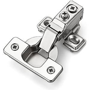 Ravinte 20 Pack 10 Pairs Short Arm Kitchen Cabinet Hinges for 5/8 Inch Overlay Cabinet, Brushed Nickel 105 Degree Opening Angle Hinges, Soft Close Concealed with Mounting Screws for Face Frame Door