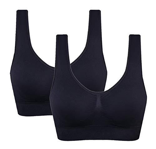 Women's Comfort Workout Sports Bra Low-Impact Activity Sleep Bras 2 Black XL