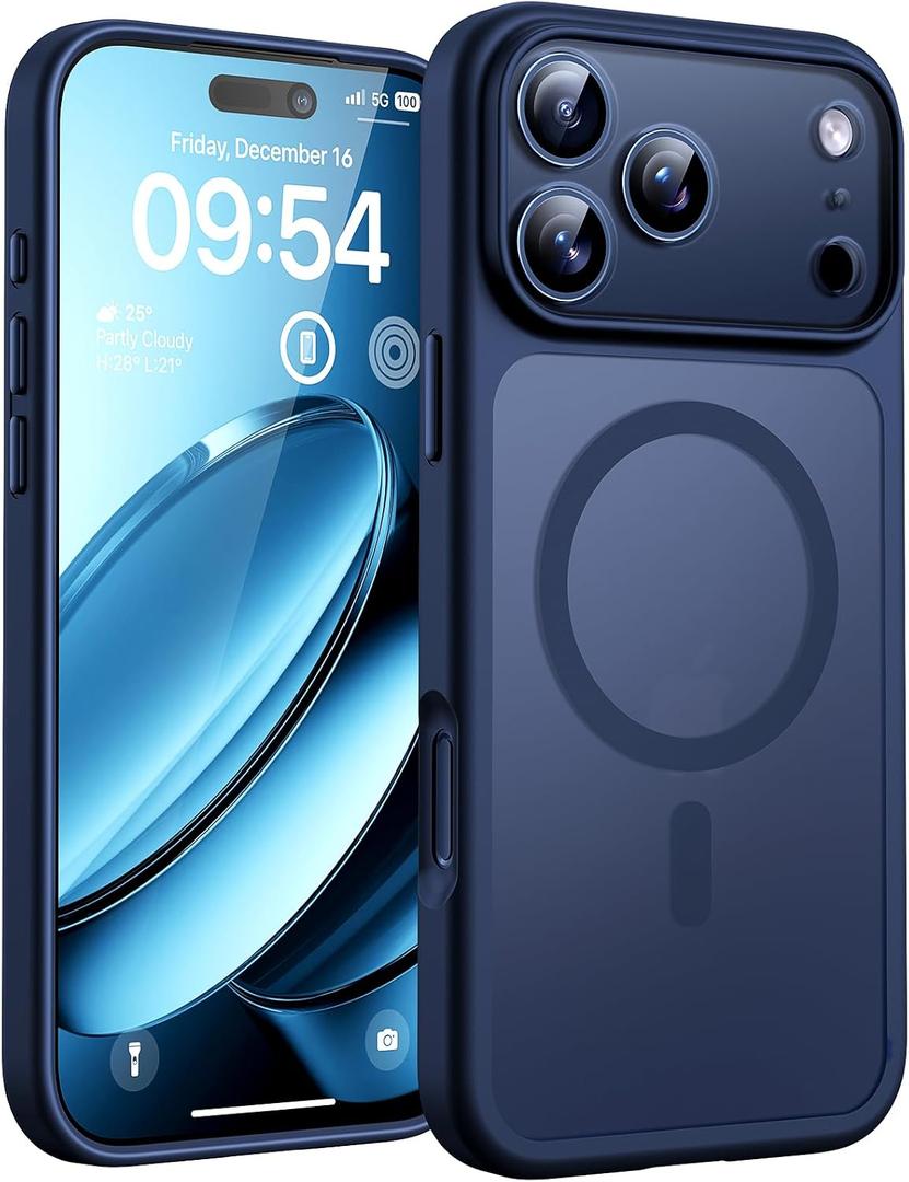 TOCOL for iPhone 17 Pro Case, Compatible with Magsafe Charger, Full Camera Protection, Translucent Matte Phone Case for 17 Pro 6.3 inch (Dark Blue)