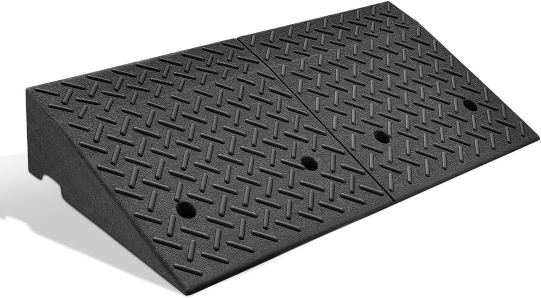 DNA MOTORING 1pcs 5.9" Rise Rubber Curb Ramp Heavy Duty Loading Driveway Ramp Threshold Ramp 38.6 in L x 15 in W x 5.9 in H for Loading Dock, Warehouse, Wheelchair, Motorcycles, Cars, TOOLS-00647
