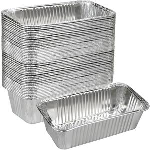 2 LB Disposable Aluminum Foil Loaf Pans, 50 Pack - 8.5"x4.5"x2.5" Heavy Duty Aluminum Foil Bread Tins for Perfect Banana Bread, Cakes & Meatloaf,Non-Stick, Even Baking, Easy Release