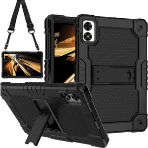 Case for Vortex ZTAB10/Vortex T10M PRO 10.1 inch Tablet Hybrid Shockproof Firendly Case Built in Kickstand Shoulder Strap for Vortex ZTAB 10/Vortex T10M PRO 10.1 inch Tablet (Black/Black)