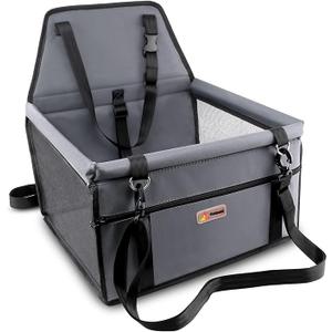 Petbobi Small Dog Car Seat, Dog Car Booster Seat for Small Medium Dogs 5-15 lbs, Foldable Front Seat Safety with Sturdy PVC Tube Frame, Breathable Mesh, Grey