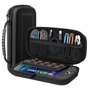 2 x TiMOVO Carrying Case for Nintendo Switch 2 (2025), Large Capacity Protective Hard Shell Portable Travel Case Pouch for Switch 2, with 10 Game Card Slots and Pockets for Console & Accessories, Black
