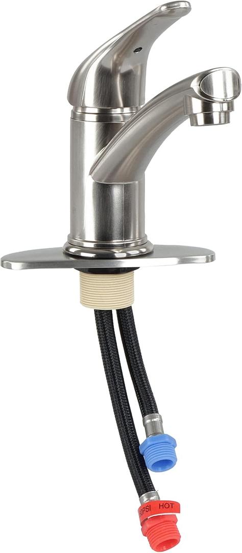 Empire Faucets 9in Brushed Nickel Single Lever Bathroom Faucet One Hole Installation Roman Tub Non-Metallic Spout for RV