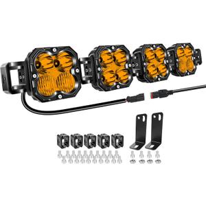 Willpower 27" 120W 12000LM LED Work Light Bar with DT Connector, Square Off Road Driving Lights 12V 24V Fog Lamps for Car Vehicle Truck 4x4 Boat Tractor, 3000K Amber, Waterproof Headlight, Spot Flood