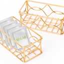 DLUGOPIS 2 Pcs Gold Sugar Packet Holder Metal Tea Bag Organizer Sugar Caddy Coffee Creamer Tea Bag Caddy for Coffee Bar Kitchen Home 4.5*2.2*1.8 Inch