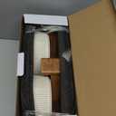 Getstar Ceramic Dog Bowls Set with Acacia Wood Stand, 3.5 Cups Pet Bowls Set of 2 for Medium Dogs, Cute Dog Food Bowl, Cat Bowls (Vintage White)