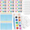 Fulmoon 48 Set Mini Acrylic Paint Set for Kids Adults Washable Mini Painting Kit Arts Crafts Party Favors Filled Strips Brushes Palettes Bulk for Classroom Home Kit Supplies (Vivid Color)