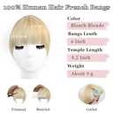 Clip in Bangs 100% Real Human Hair Extensions Invisible Fake Curtain Curved French Fringe Bang with Temples Faux Natural Clips on Hairpieces for Women Girls Party Daily Use Bleach Blonde