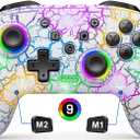 Gammeefy Switch Controller, Wireless Switch Pro Controller for Nintendo Switch/Lite/OLED, 9 Color Adjustable LED Switch Remote Compatible with PC/Android/IOS with Programmable Function (White)