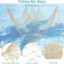 Aodaer 4 Pieces Natural Fish Net Decorative Fish Netting Natural Cotton Beach Decorations for Mermaid Birthday Baby Shark Birthday Under the Sea Party Pirate Party Favor