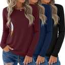 3 Pack Nursing Tops for Breastfeeding Maternity Shirts Zipper Long Sleeve Round Neck Knit Casual Nursing Clothes (X-Large, Red, Dark Blue, Black)