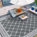 HiiARug Outdoor Rugs 9'x12' for Patios Waterproof RV Mats Camping Rug Outdoor Area Rug Lightweight Portable Outdoor Plastic Straw Rug for Patio, RV, Camping, Balcony, Beach, Classic Grey