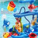Auto 3-Tier Sand and Water Table with Pump, Summer Outdoor Beach Outside Backyard Activity Sensory Sand Water Table, Birthday Gifts for Toddler Boys Girls Ages 3 4 5 6 7 8