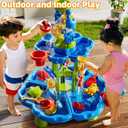 2-Tier Sand and Water Table Toys for Kids Aged 3 4 5 6 7 8, Water Waterfall Sensory Play Table with Beach Toys Accessories, Outdoor Activity Playset for Toddlers 2-4 3-5 4-6, Birthday Gifts