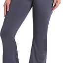 Sunzel Flare Leggings, Crossover Yoga Pants with Tummy Control, High-Waisted and Wide Leg (Medium, Dark Grey)