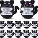 Pinkunn 12 Pcs Positive Cats Crocheted Gift Bulk Small Black Kitty with Inspirational Cards for Women Coworkers Birthday Valentines Holiday Party Favor Home Office Table Decor